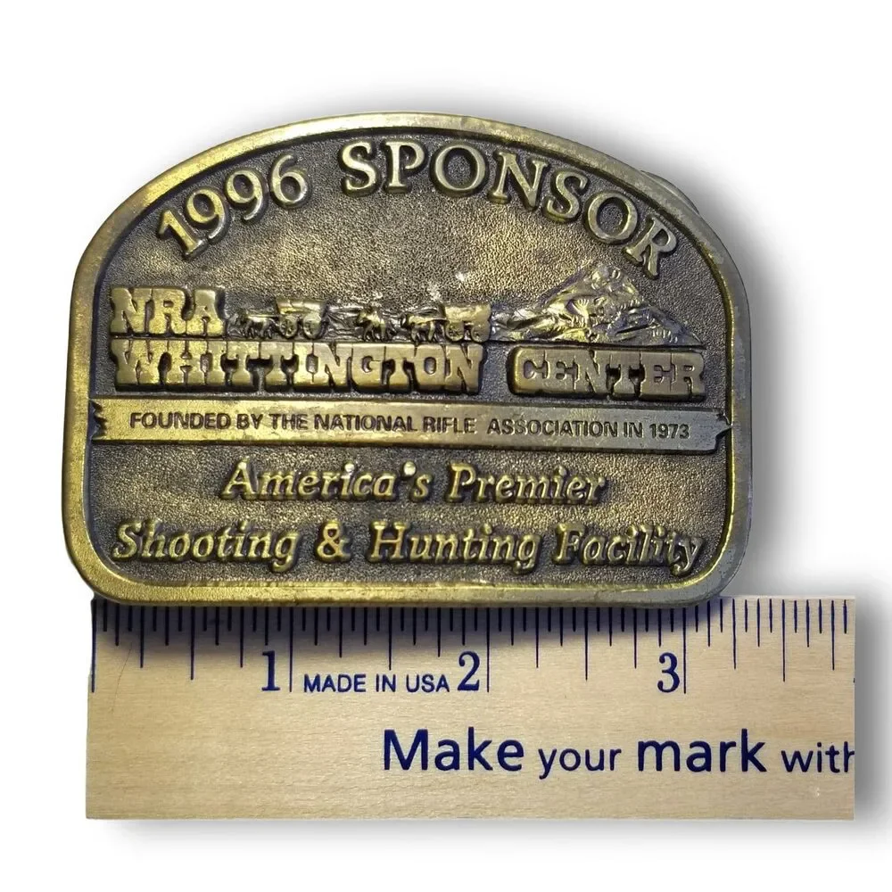 Belt Buckle Solid Brass 1996 Sponsor NRA Whittington Center Shooting And Hunting